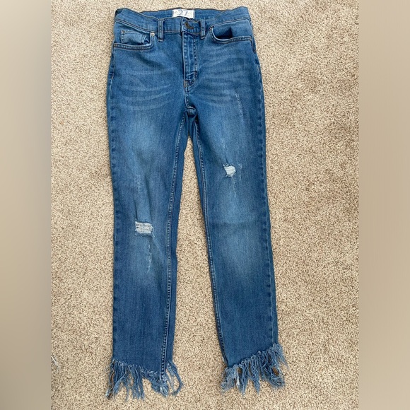 Like New Free People Fringe Ankle Jeans - Picture 2 of 8